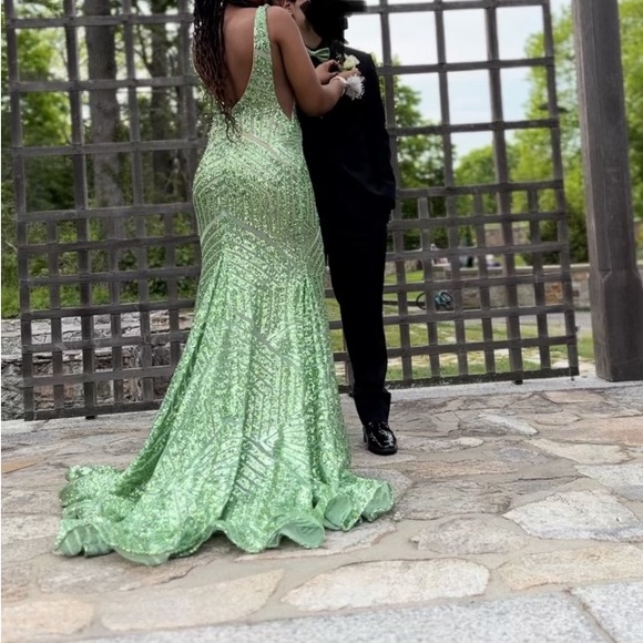 Jovani Designer Lime Green and Sequence Prom Dress - Picture 5 of 7